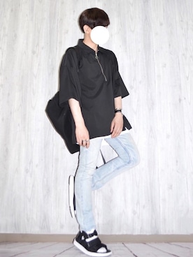 「JW Anderson（ジェイダブリューアンダーソン）のアイテム（バッグ）」を使った、橋本さん（メンズ・174cm）の夏コーディネート