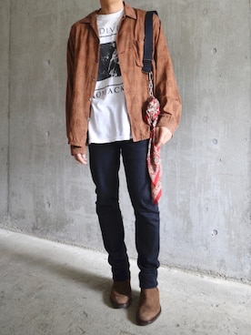 「JW Anderson（ジェイダブリューアンダーソン）のアイテム（バッグ）」を使った、橋本さん（メンズ・174cm）の秋コーディネート