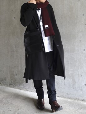 「HUGO（ヒューゴ）のアイテム」を使った、橋本さん（メンズ・174cm）の冬コーディネート