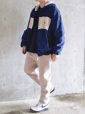 「NIKE（ナイキ）のアイテム（マウンテンパーカー）」を使った、橋本さん（メンズ・174cm）の冬コーディネート