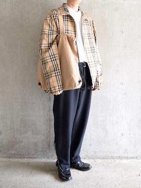 「BURBERRY（バーバリー）のアイテム（ブルゾン）」を使った、橋本さん（メンズ・173cm）の春コーディネート