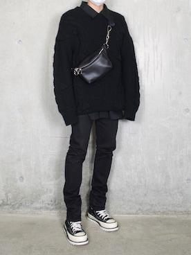 「HELMUT LANG（ヘルムートラング）のアイテム（パンツ）」を使った、橋本さん（メンズ・173cm）の秋コーディネート