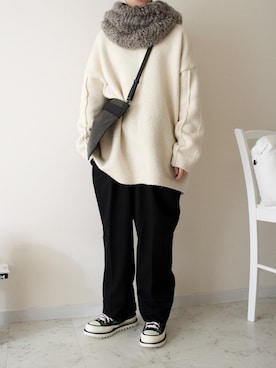 「HELMUT LANG（ヘルムートラング）のアイテム（パンツ）」を使った、橋本さん（メンズ・173cm）の冬コーディネート