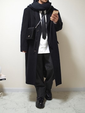 「HANES（ヘインズ）のアイテム（パンツ）」を使った、橋本さん（メンズ・173cm）の冬コーディネート