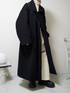「my beautiful landlet（マイビューティフルランドレット）のアイテム（チェスターコート）」を使った、橋本さん（メンズ・173cm）の冬コーディネート
