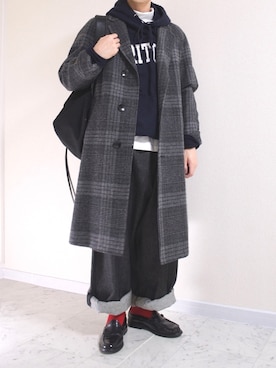 「BEAMS（ビームス）のアイテム（チェスターコート）」を使った、橋本さん（メンズ・174cm）の冬コーディネート