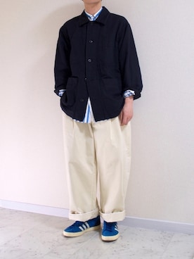 「MHL.（エムエイチエル）のアイテム（ブルゾン）」を使った、橋本さん（メンズ・174cm）の冬コーディネート