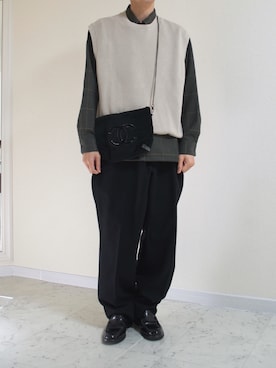 「HELMUT LANG（ヘルムートラング）のアイテム（パンツ）」を使った、橋本さん（メンズ・174cm）の春コーディネート