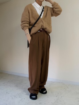 「AURALEE（オーラリー）のアイテム（カーディガン/ボレロ）」を使った、橋本さん（メンズ・174cm）の春コーディネート