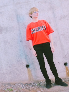 「charm's（チャムス）のアイテム」を使った、규민 キュミンさん（メンズ・166cm）の夏コーディネート