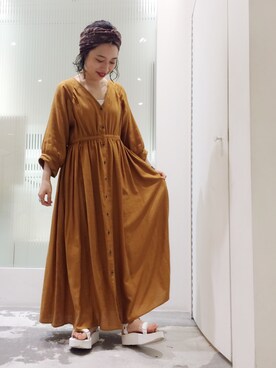 「yellow」｜「アイテム（ワンピース/ドレス）」を使った、MIYAMOさん（レディース・155cm）の夏コーディネート
