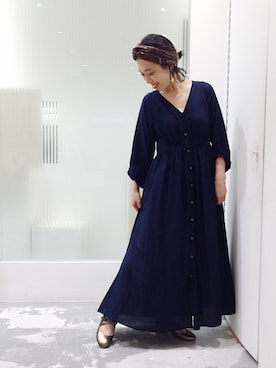 「caph（カーフ）のゴールドパール　イヤリング大（イヤリング）」を使った、MIYAMOさん（レディース・155cm）の夏コーディネート