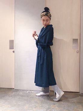 「アイテム（シャツワンピース）」を使った、MIYAMOさん（レディース・155cm）の春コーディネート