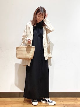 「麻ジャケット」｜「アイテム（シューズ）」を使った、chisaさん（レディース・157cm）の春コーディネート