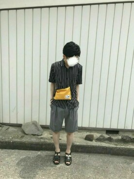 「DISCOVERED（ディスカバード）のアイテム（スラックス）」を使った、ここさん（メンズ・173cm）の夏コーディネート
