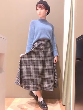 「フェザー」｜「アイテム（ハンチング/ベレー帽）」を使った、こすちゃんさん（レディース・164cm）の秋コーディネート