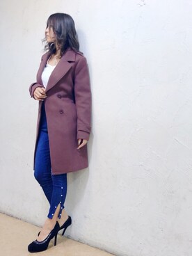 「LIPSERVICE（リップサービス）のアイテム（チェスターコート）」を使った、sakuraさん（レディース・157cm）の春コーディネート