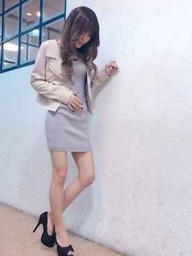 「LIPSERVICE（リップサービス）のアイテム（ライダースジャケット）」を使った、sakuraさん（レディース・157cm）の春コーディネート