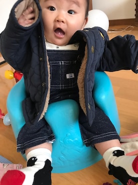 「CHUMS（チャムス）のアイテム（レッグウェア）」を使った、ゆずさん（キッズ・60cm）の春コーディネート
