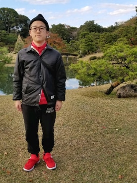 「アイテム（ブルゾン）」を使った、つちはるさん（メンズ・160cm・30代）の冬コーディネート