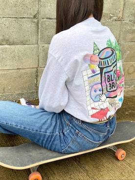 「BLACK BRAIN Clothingのアイテム（トップス、グレー系）」を使った、flavaさん（レディース・154cm）の冬コーディネート