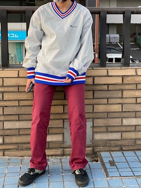 「Champion（チャンピオン）のアイテム（ナイロンジャケット）」を使った、flavaさん（レディース・154cm）の春コーディネート