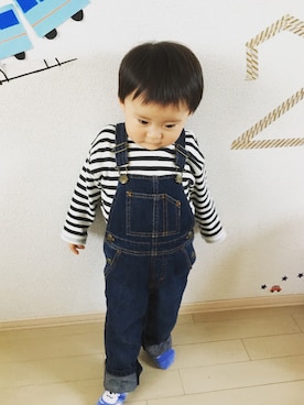 「OLD NAVY（オールドネイビー）のアイテム（オールインワン・サロペット）」を使った、あおさん（キッズ・90cm）の秋コーディネート