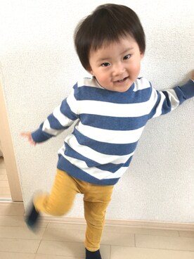 「2歳3ヶ月」｜「アイテム（ニット/セーター）」を使った、あおさん（キッズ・90cm）の春コーディネート