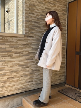 「2021年」｜「アイテム（ノーカラージャケット）」を使った、deraさん（レディース・156cm）の冬コーディネート