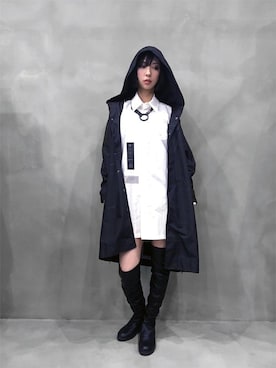 「PARADOX（パラドックス）のアイテム（その他アウター）」を使った、H>FRACTAL OSAKAさん（レディース・165cm）の春コーディネート