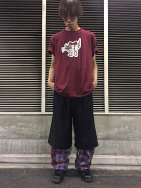 「HEIHEI（ヘイヘイ）のアイテム（パンツ）」を使った、H>FRACTAL OSAKAさん（メンズ・172cm）の秋コーディネート