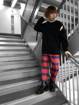 「PARADOX（パラドックス）のアイテム（スウェット）」を使った、H>FRACTAL OSAKAさん（メンズ・174cm）の冬コーディネート