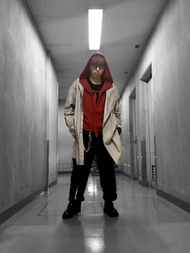 「PARADOX（パラドックス）のアイテム（パンツ）」を使った、H>FRACTAL OSAKAさん（メンズ・175cm）の冬コーディネート