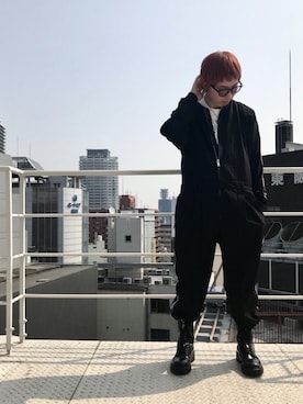 「MUZE（ミューズ）のアイテム（つなぎ/オールインワン）」を使った、H>FRACTAL OSAKAさん（メンズ・170cm）の春コーディネート