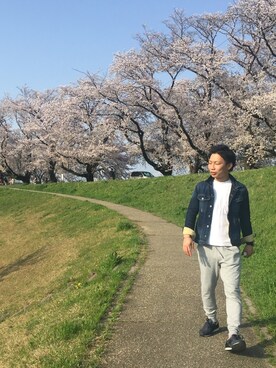 「花見」｜「アイテム（腕時計）」を使った、KENさん（メンズ・166cm）の春コーディネート