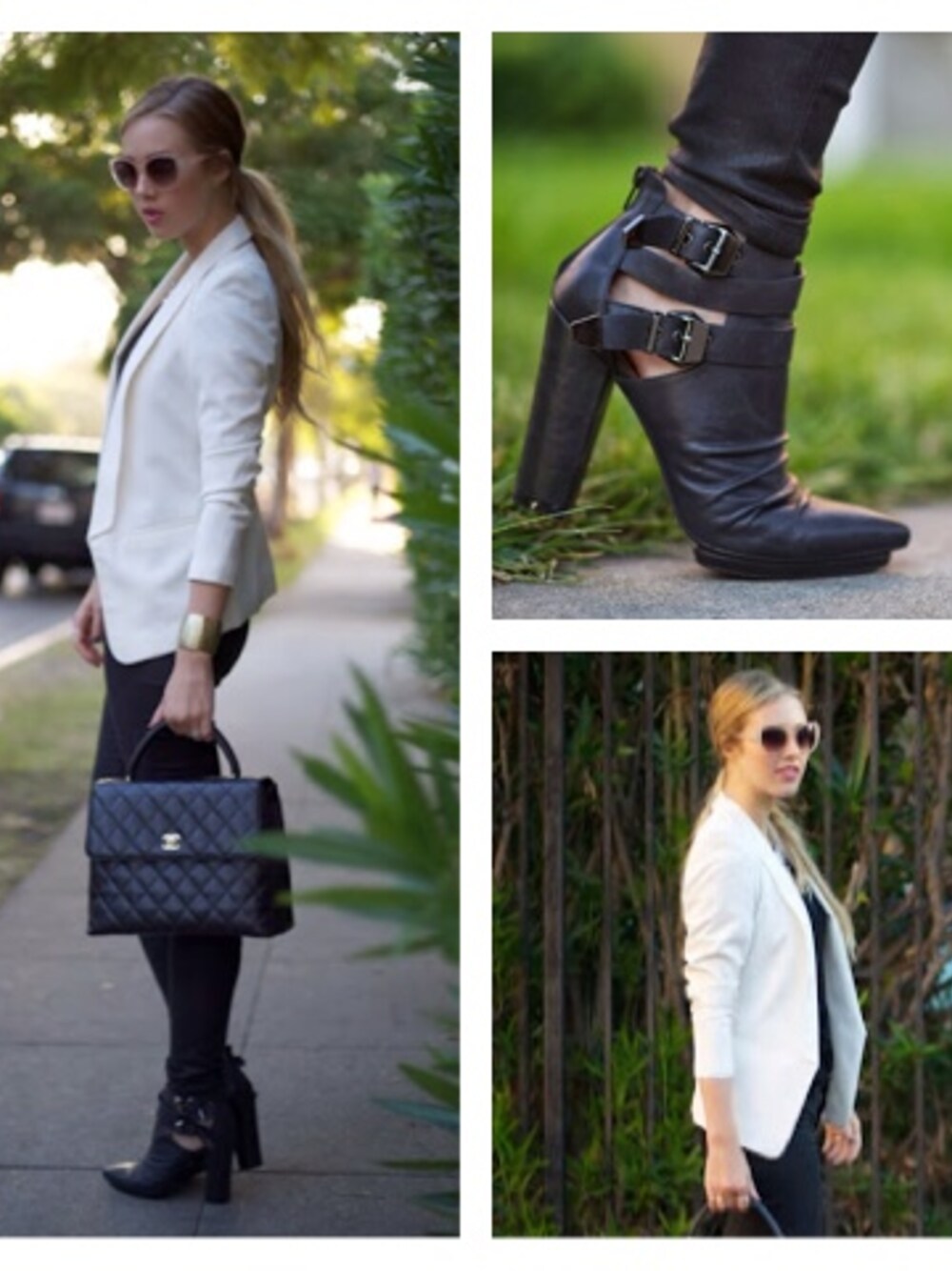 「BAG、blazer、booties、chanel、H&M、heels、JEFFREY CAMPBELL」｜Sheridan Gregoryさん（レディース）の秋コーディネートの1枚目の写真
