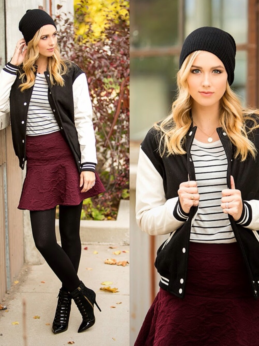 「booties、FOREVER 21、jacket 、Nordstrom、skater、skirt、suede、varsity、Vivienne Westwood」｜Sheridan Gregoryさん（レディース）の秋コーディネートの1枚目の写真