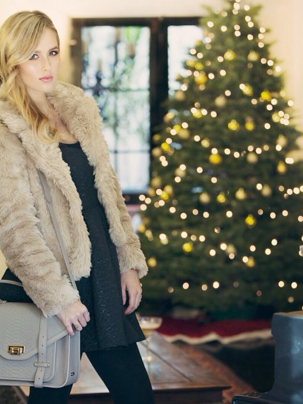 「BAG、cross-body、dress、faux fur、flared、gigi、jacket 、Nordstrom」｜Sheridan Gregoryさん（レディース）の冬コーディネートの1枚目の写真
