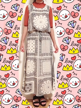 「AS KNOW AS plus（アズノゥアズプラス）のアイテム（ジャンパースカート）」を使った、Luna-Jさん（レディース・161cm）の夏コーディネート