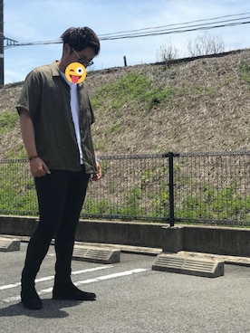 「GU（ジーユー）のアイテム（Boots、ブラック系）」を使った、かずよしさん（メンズ・178cm）の夏コーディネート