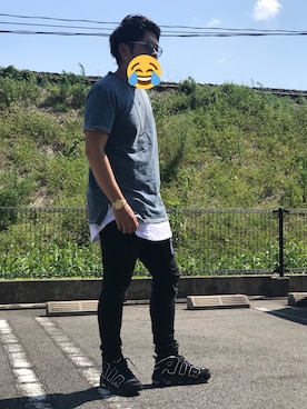 「H&M（エイチ・アンド・エム）のアイテム（Denim pants、ブラック系）」を使った、かずよしさん（メンズ・178cm）の夏コーディネート