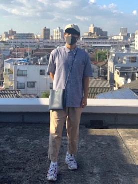 「SEVENDAYS=SUNDAY（セブンデイズサンデイ）のアイテム（スラックス）」を使った、rikitsuneさん（メンズ・169cm）の夏コーディネート
