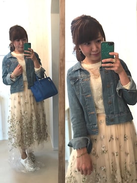 「LILY BROWN（リリーブラウン）のアイテム（デニムジャケット）」を使った、Hidemi さん（レディース・153cm）の春コーディネート