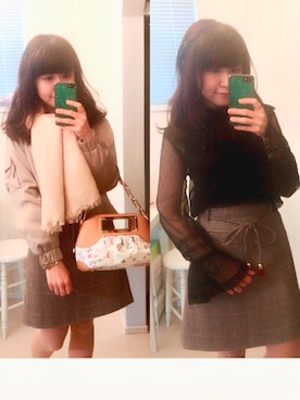 「Lily Brown」｜「アイテム（ブルゾン）」を使った、Hidemi さん（レディース・153cm）の秋コーディネート