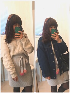 「Lily Brown」｜「アイテム（デニムジャケット）」を使った、Hidemi さん（レディース・153cm）の冬コーディネート