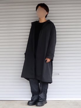 「ADRER（アドラー）のアイテム（ステンカラーコート）」を使った、Shinさん（メンズ・178cm）の冬コーディネート