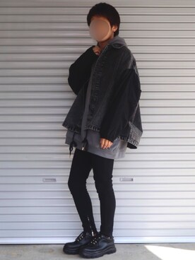 「ADRER（アドラー）のアイテム（デニムジャケット）」を使った、Shinさん（メンズ・178cm）の冬コーディネート