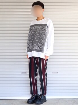 「unrelaxing（アンリラクシング）のアイテム（スウェット）」を使った、Shinさん（メンズ・178cm）の春コーディネート