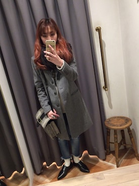 「Ungrid（アングリッド）のフレイドヘムストスリ（デニムパンツ）」を使った、AYUMIさん（レディース・153cm）の冬コーディネート