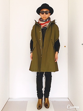 「Yves Saint Laurent rive gauche（イヴサンローランリヴゴーシュ）のアイテム（ブーツ）」を使った、ハッピーマンさん（メンズ・168cm）の冬コーディネート